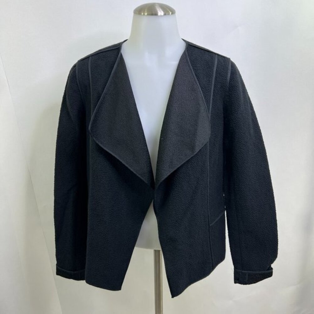 Vince‎ Boule Asymmetrical Blazer S Dark Blue Open Front Work Career Textured